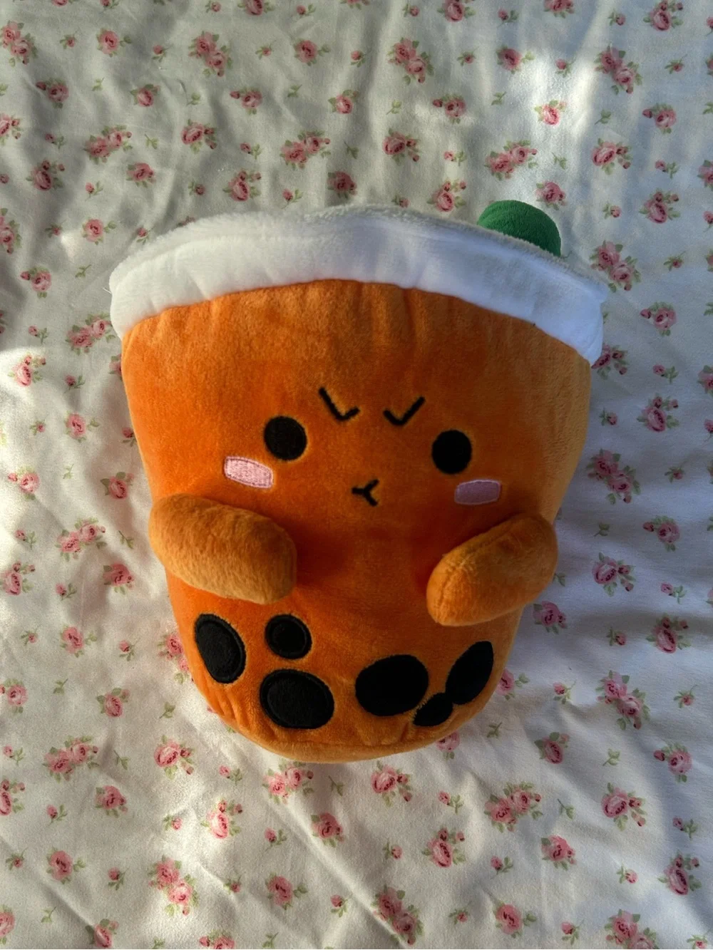 Plush Bubble Tea Toy - Orange Cute Boba Plush for Kids